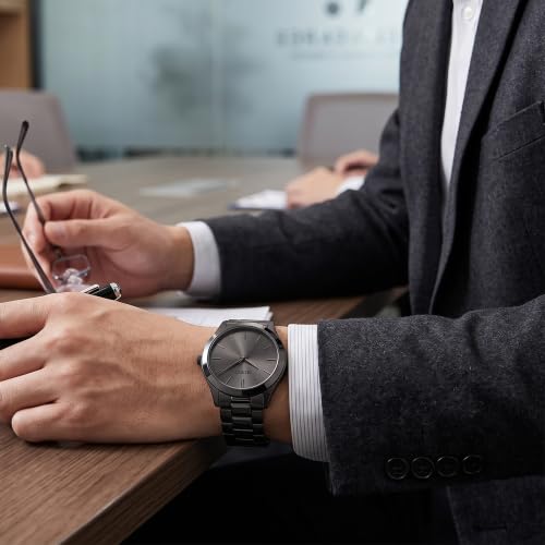 BUREI Men's Wrist Watch, Analog Stainless Steel Dress Waterproof - Product Imagery