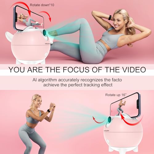 Auto Face Tracking Tripod, 360° Rotating AI-Powered Cell Phone - Product Imagery