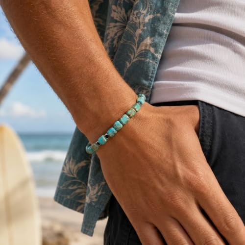 Turquoise Hematite Beaded Bracelet for Men & Women - Product Imagery