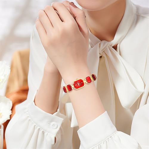 JewelryWe Women's Square Crystal Watch: Quartz Analog Elegant - Product Imagery