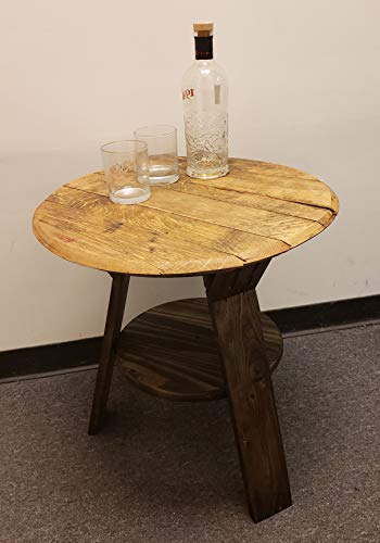 Bourbon Collection Whiskey Barrel Round Top End Table Rustic - Product Imagery