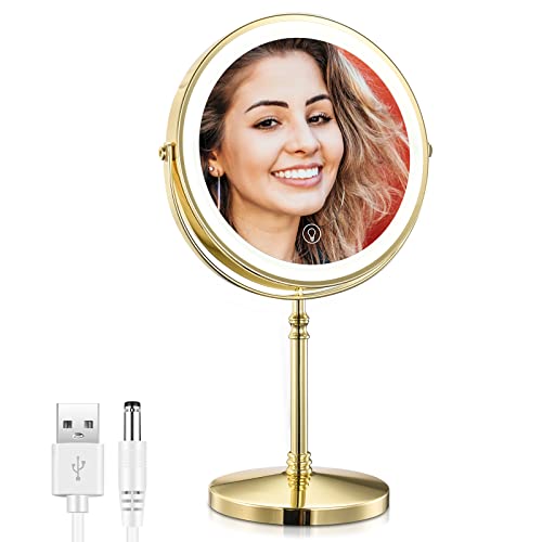 Rechargeable 8 Lighted Makeup Mirror 1X 10X Magnifying - AMZNEVO Official Imagery - 1