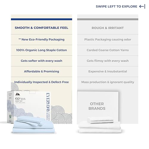 Mayfair Linen 100% Organic Cotton Sheets Queen Size - 4 PC - Product Imagery