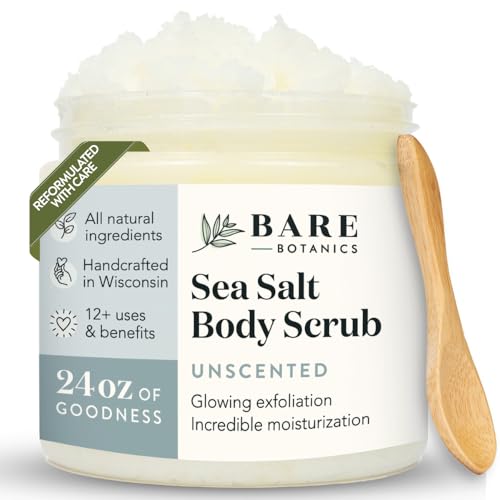 Bare Botanics Unscented Sea Salt Body Scrub Natural Exfoliator - BARE BOTANICS Official Product View 1