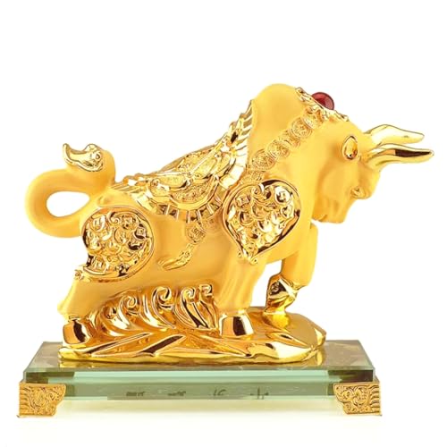 Feng Shui Chinese Zodiac OX Year Golden Resin Collectible - Product Imagery
