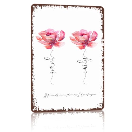 8x12 Inch Watercolor Floral Personalized Friendship Wall Art, - Product Imagery
