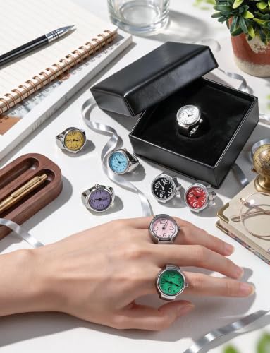 4Pcs Ring Watch for Women Men, Elastic Adjustable Finger Watch - Product Imagery