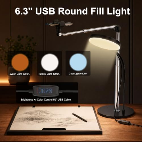 Mistriddle Aluminum Telescopic Overhead Phone Stand with USB - Product Imagery