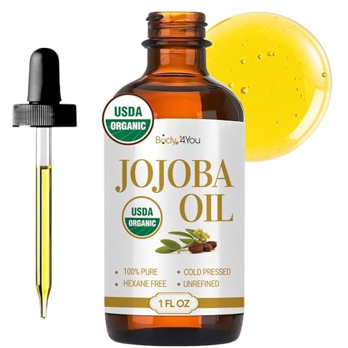 BodyJ4You Organic Golden Jojoba Oil - USDA 100% Pure Cold - Product Imagery