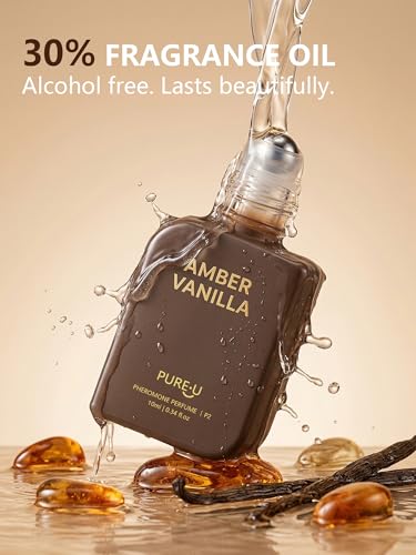 PUREU Amber Vanilla Pheromone Perfume Oil for Women, Long - Product Imagery