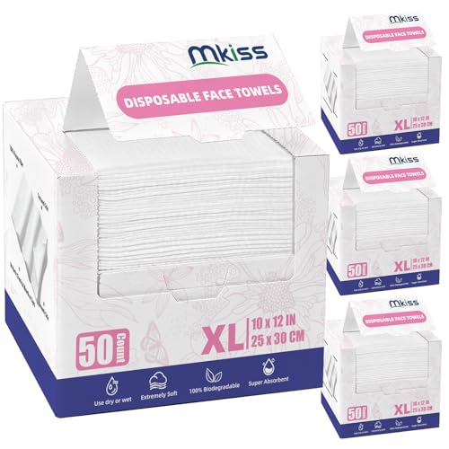 Large Disposable Face Towels 200 Count Biodegradable Thick - MKISS Official Imagery - 1