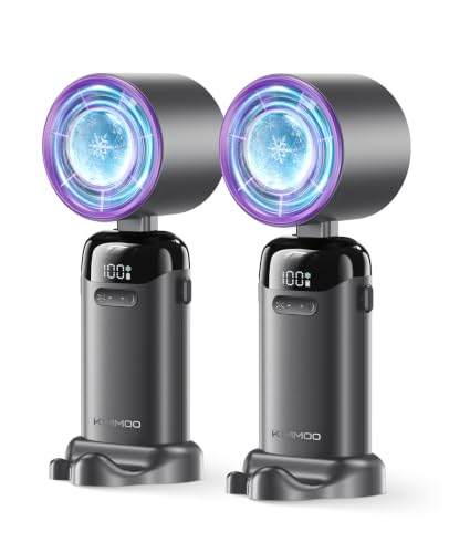 2pcs Grey Handheld Portable Turbo Fan with Ice Cooler, Powerful - Product Imagery