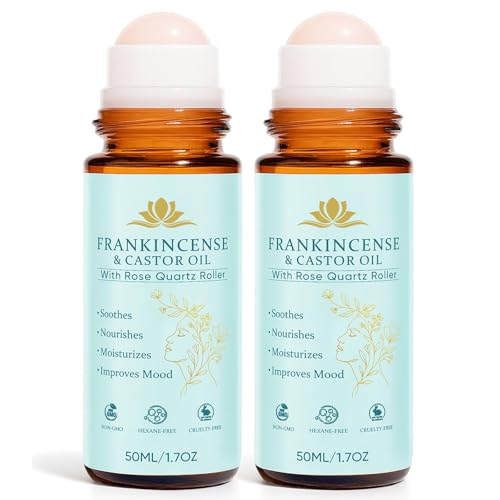 Frankincense and Castor Oil Roll On Rose Quartz Roller - Peehss Official Imagery - 1