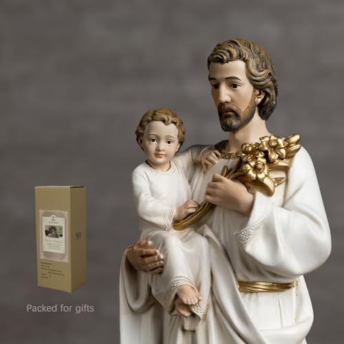 BC Catholic St. Joseph and Child Jesus Statue, 10" H Patron - Product Imagery
