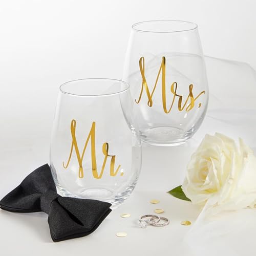 Slant Collections Wine Glasses Wedding Gift Set, 20-Ounces, Mr. - Product Imagery