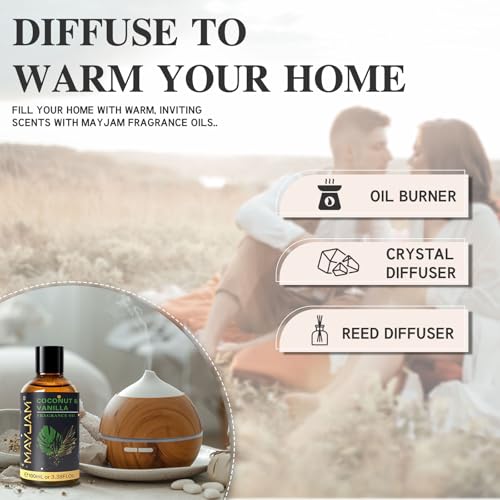 MAYJAM Coconut & Vanilla Fragrance Oil for Diffusers, - Product Imagery