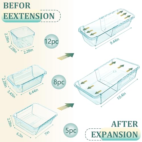 25 Pcs Clear Drawer Organizer, Adjustable Drawer Storage Box, - Product Imagery