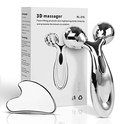 Stainless Steel Gua Sha and Face Roller Set, Facial Tool for - Product Imagery