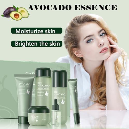 Avocado Facial Set - 6PCS, Cleansing to Lotion to Rich Cream, - Product Imagery