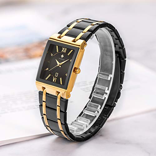 WWOOR Square Watches for Men Stainless Steel Mens Square Watch - Product Imagery