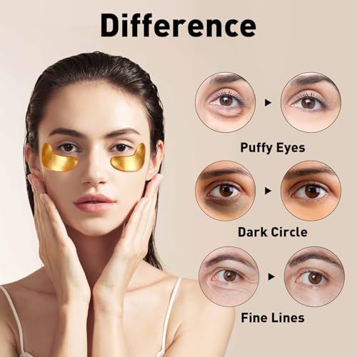 24K Gold Under Eye Patches 50 Pairs Collagen, Dark Circles, - Product Imagery