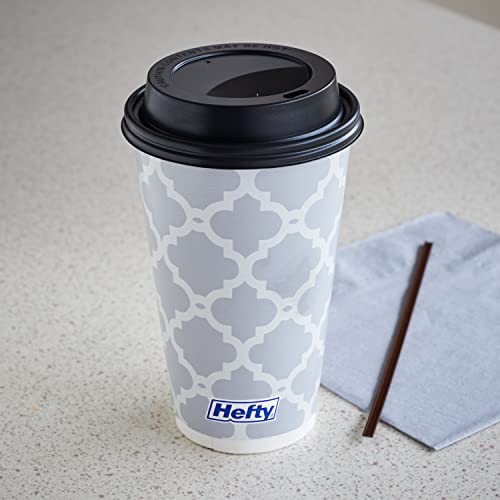 Hefty Disposable Hot Cups with Lids, Insulated Paper Coffee Cups - Product Imagery