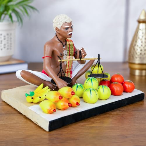 Handmade Miniature Human Figure Terracotta Clay Idol- Fruit - Product Imagery