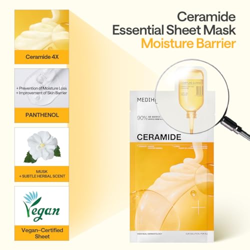 MEDIHEAL Ceramide Essential Face Sheet Mask, Moisture Barrier - Product Imagery