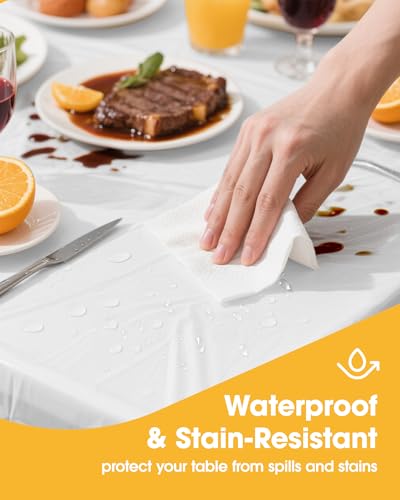 White Plastic Table Cloth - 4 Pack 54" × 108" Rectangle - Product Imagery