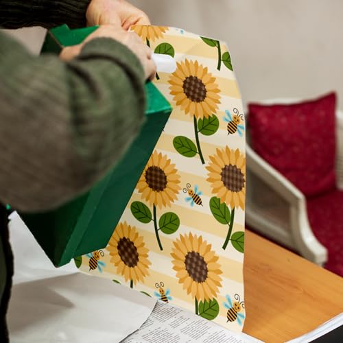 Sunflower & Bumble Bees Style with Die-Cut Handles, 9"x12" Pack - Product Imagery