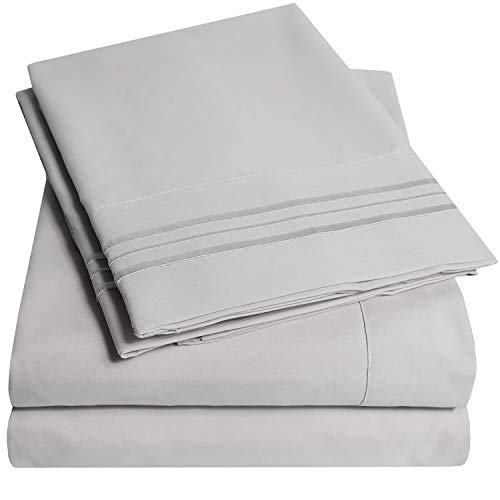 1500 Supreme Collection Queen Sheet Sets Light Gray Silver - - Product Imagery