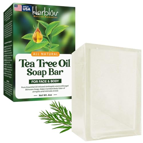 Tea Tree Oil Soap Bar for Face & Body, 4oz –All Natural Remedy - Product Imagery