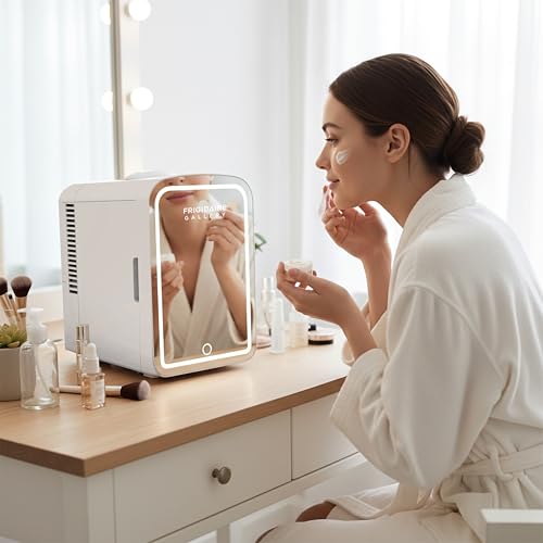 Frigidaire Mini Personal Fridge Cooler, LED Lighted Mirror, 6.5L - Product Imagery