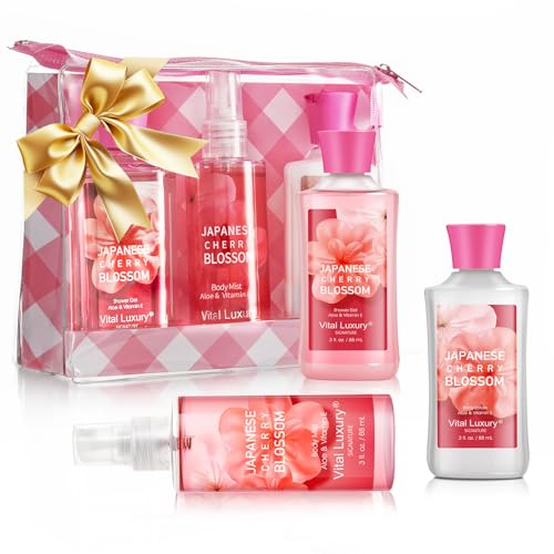 Self Care Gift Set for Women - 3PC Japanese Cherry Blossom Spa - Product Imagery