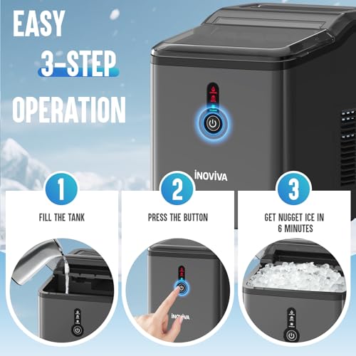 INOVIVA Nugget Ice Maker Countertop – 6 Mins Fast Ice - Product Imagery