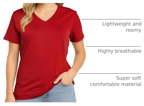 V Neck T Shirts for Women, Athletic Short Sleeve Workout Top, UV - Product Imagery