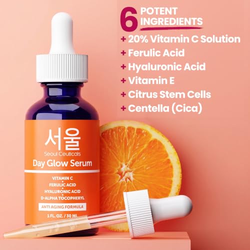 SeoulCeuticals Korean Skin Care 20% Vitamin C Serum for Face + CE - Product Imagery