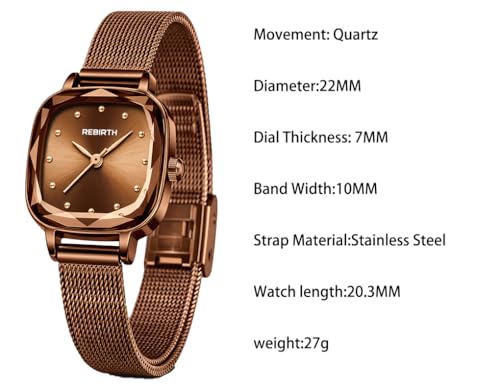 Reginald Women's Square Dress Watch with Mesh Band – Elegant - Product Imagery