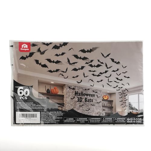 Coogam 60PCS Halloween Bats Decoration, 4 Different Sizes - Product Imagery