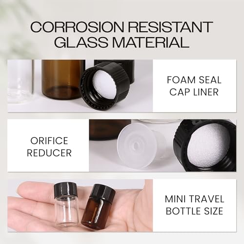 Beauticom 2ML Clear Glass Vial 60 Pieces with Orifice Reducer - Product Imagery