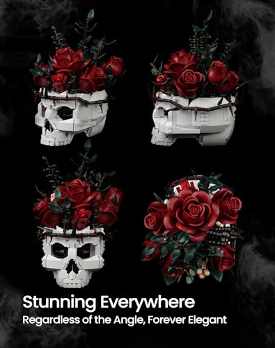 iATOM Skull Roses Flower Bouquet Building Set, Botanical - Product Imagery