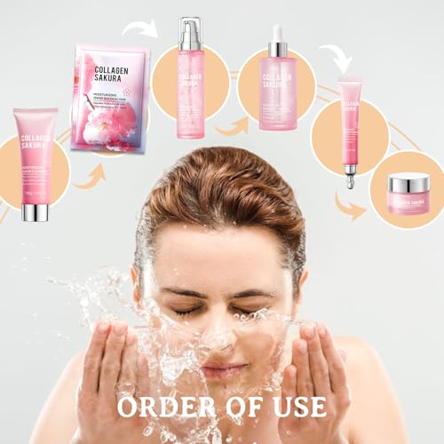 Sakura Skin Care Set,Moisturizing Skincare Kit with Face - Product Imagery