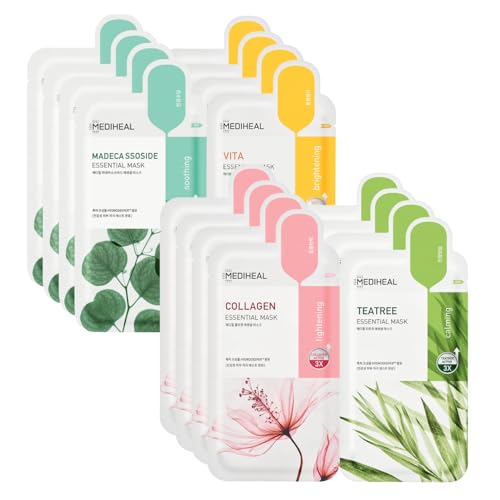Mediheal Sheet Mask New Essential HERO 16 pack (Collagen, Tea - Product Imagery