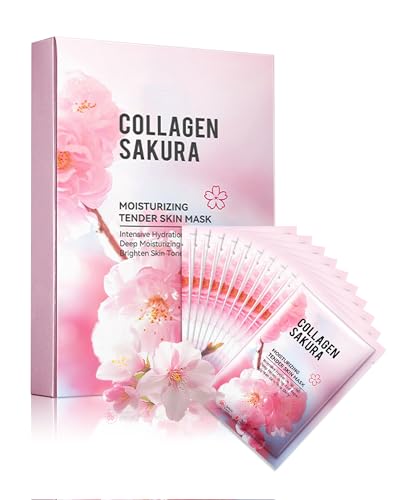 Facial Mask Skincare Set,10Pcs Sakura Collagen Skin Care Sheet - Product Imagery