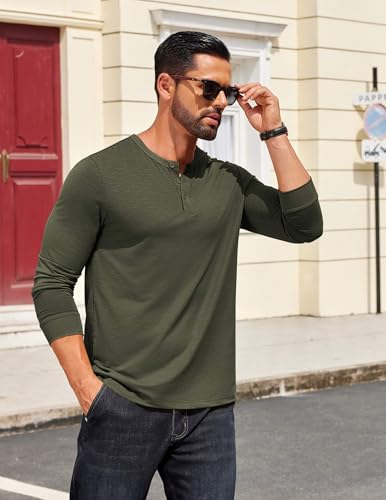 COOFANDY Mens Henley Shirts Long Sleeve Casual T-Shirt Button - Product Imagery