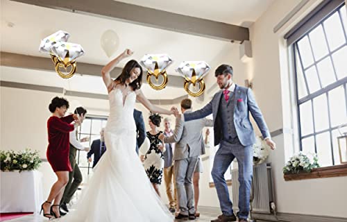 2Pcs Diamond Ring Aluminum Balloon,Wedding Bridal Shower - Product Imagery