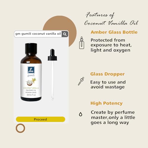 GM Gumili Coconut Vanilla Fragrance Oil, Perfume Oil for Women, - Product Imagery
