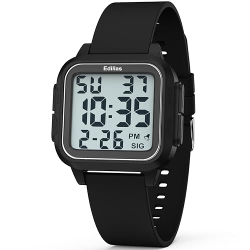 Edillas Square Sport Watch Digital for Women's Men's Big Numbers - Product Imagery