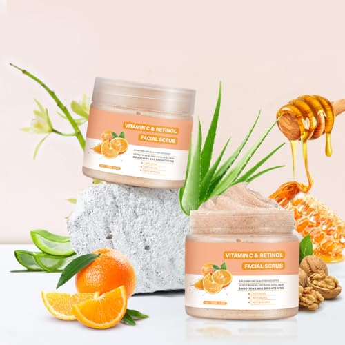 Vitamin C Face Scrub, Exfoliating Facial Wash with Retinol, - Product Imagery