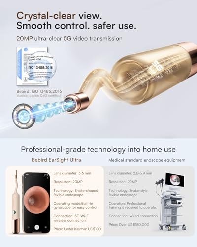 Bebird Earsight Ultra 2K Ear Wax Removal Tool Camera,Pain-Free - Product Imagery
